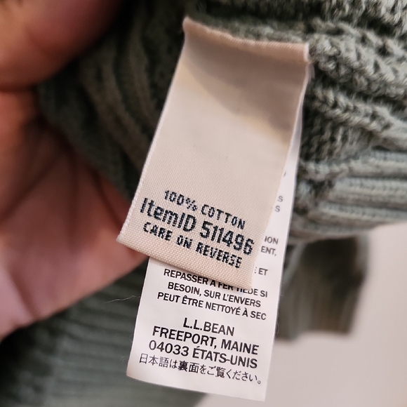 L.L. Bean Women's Green Cable Knit Cardigan - Picture 3 of 4